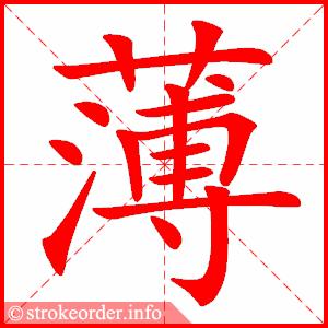 stroke order animation of 薄