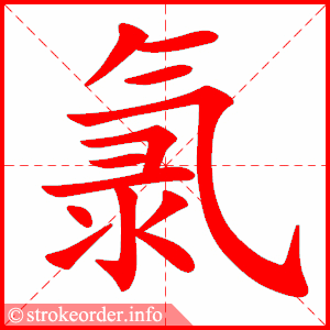 stroke order animation of 氯