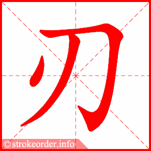 stroke order animation of 刃