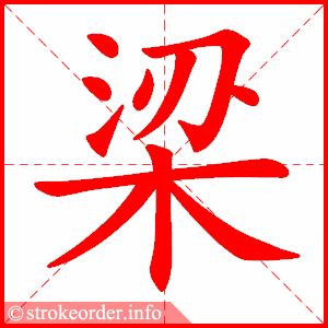 stroke order animation of 梁