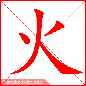 stroke order animation of 火