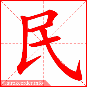stroke order animation of 民